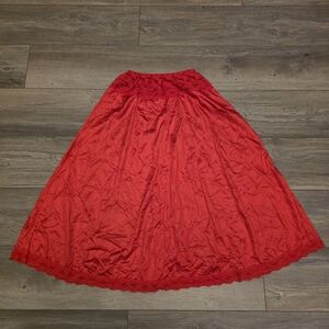 Vtg Ashley Taylor Red Lace Chemise Slip Midi Skirt